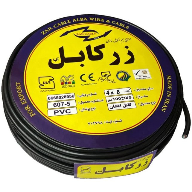 کابل برق افشان 4 در 6 برند زر کابل با هادی مسی و روکش PVC – مناسب برای مصارف صنعتی و ساختمانی