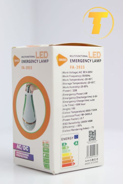 بستهبندی لامپ اضطراری FA-3933 برند اوکیگو با مشخصات فنی