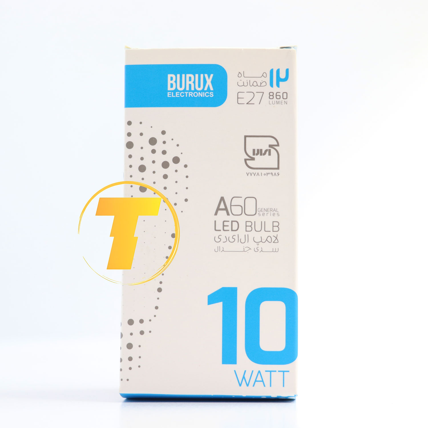 نمای نزدیک لامپ LED A60 10 وات؛ نور سرد یکنواخت و بدنه مقاوم