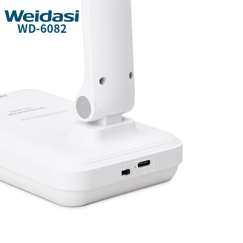 چراغ مطالعه رومیزی حرفه‌ای WD-6082Q با باتری داخلی قابل شارژ و کابل تایپ C