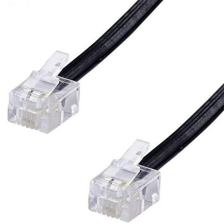 کابل تلفن مشکی ۱۰ متری مناسب برای اتصال خطوط خانگی و اداری