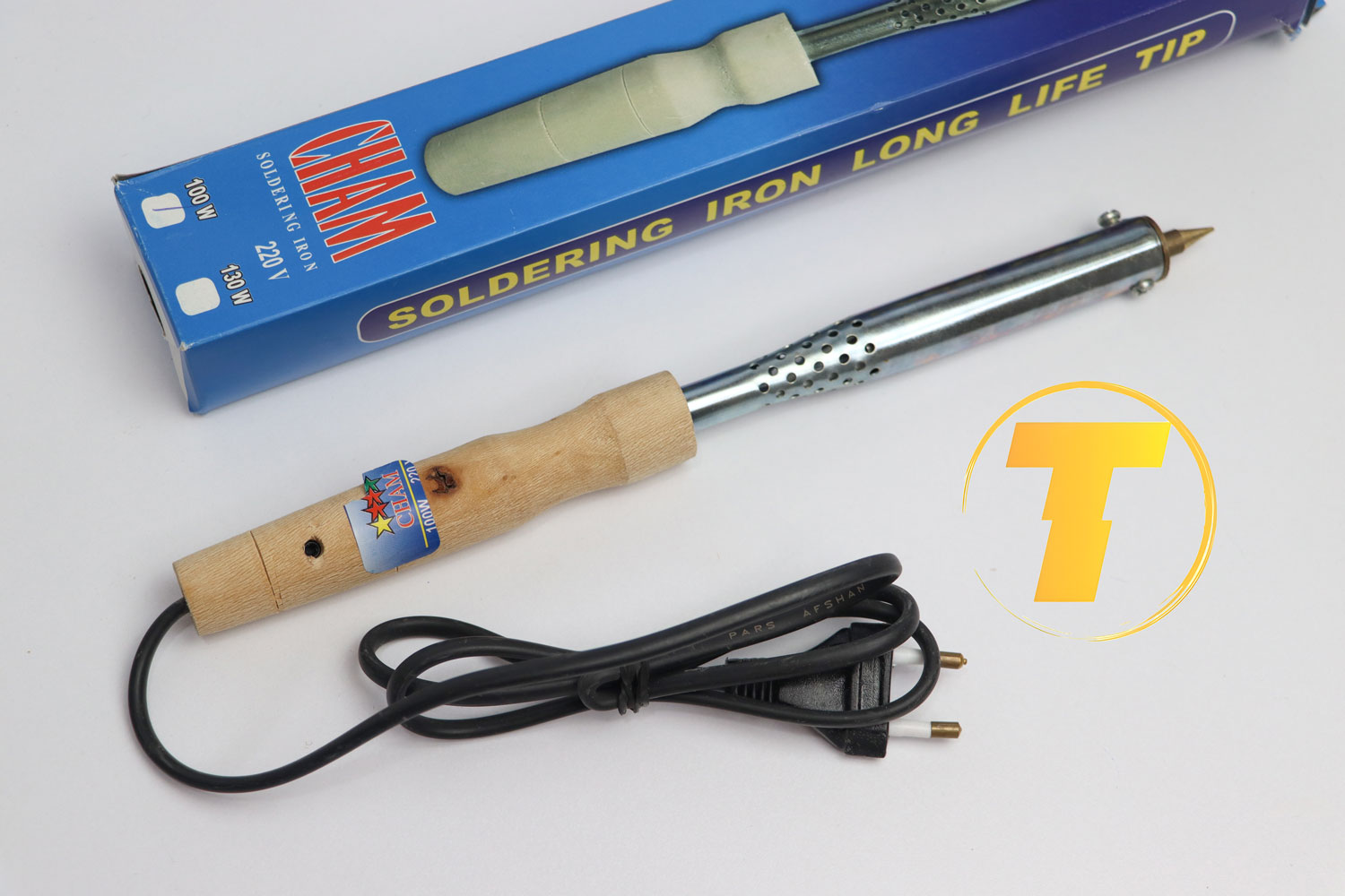 ابزار لحیم کاری CHAM 100W با طراحی حرفهای و دسته چوبی