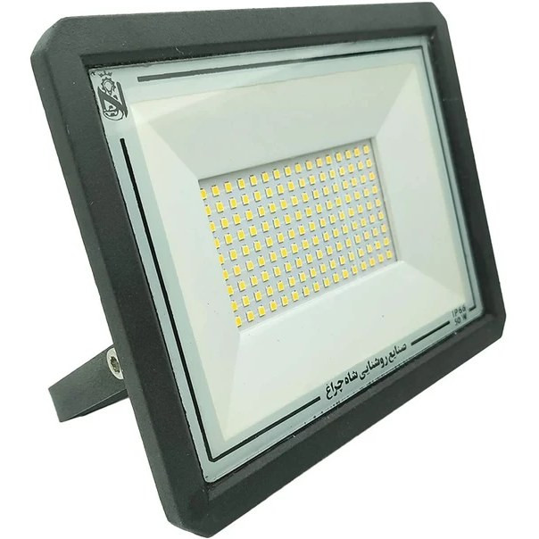 پروژکتور LED ضدآب 50 وات شاه چراغ با بدنه مشکی و نور مهتابی
