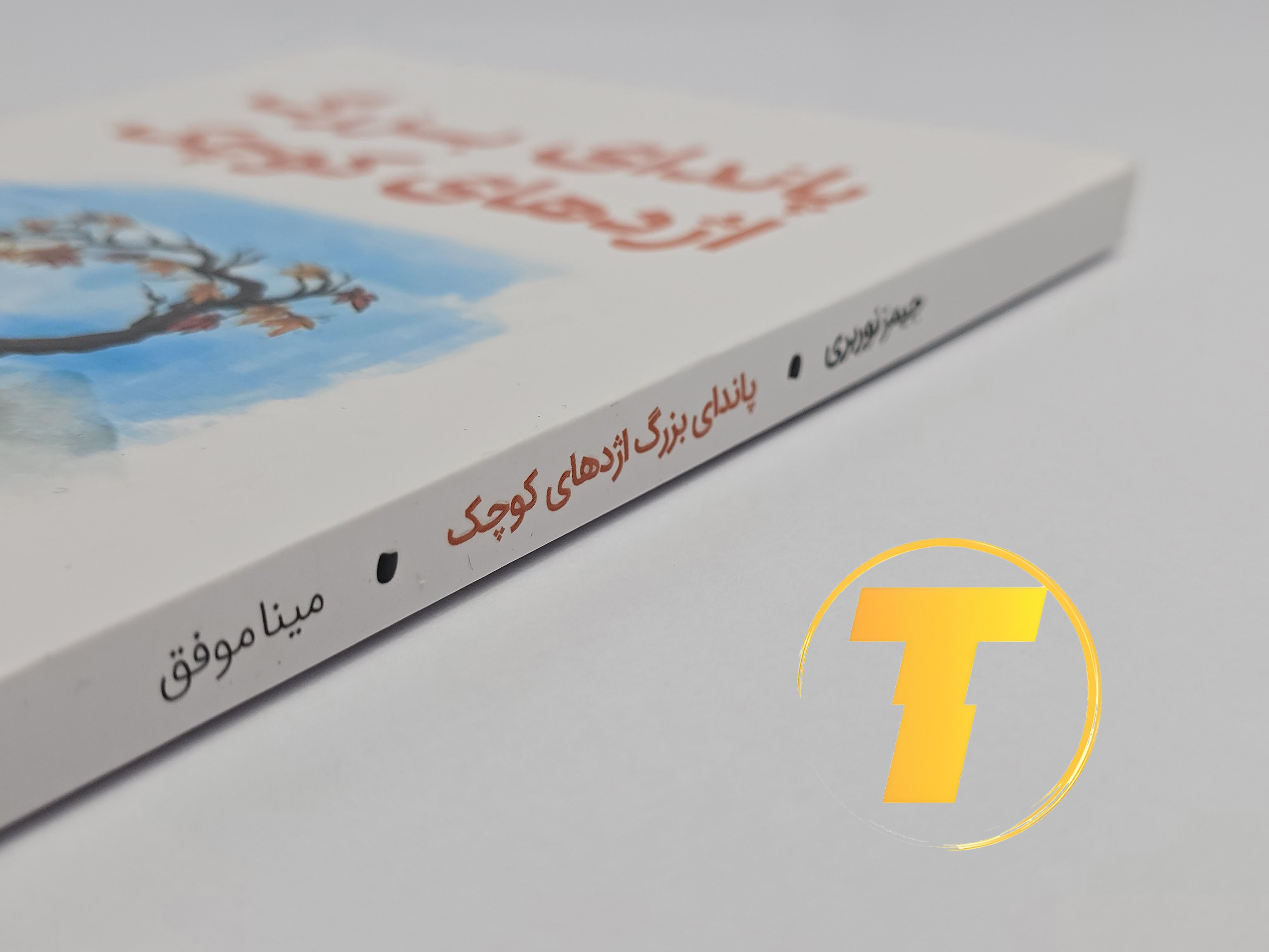 جزئیات جلد شومیز کتاب پاندای بزرگ، اژدهای کوچک با روکش یووی برجسته و چاپ دو رنگ با کیفیت بالا