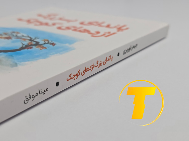 جزئیات جلد شومیز کتاب پاندای بزرگ، اژدهای کوچک با روکش یووی برجسته و چاپ دو رنگ با کیفیت بالا