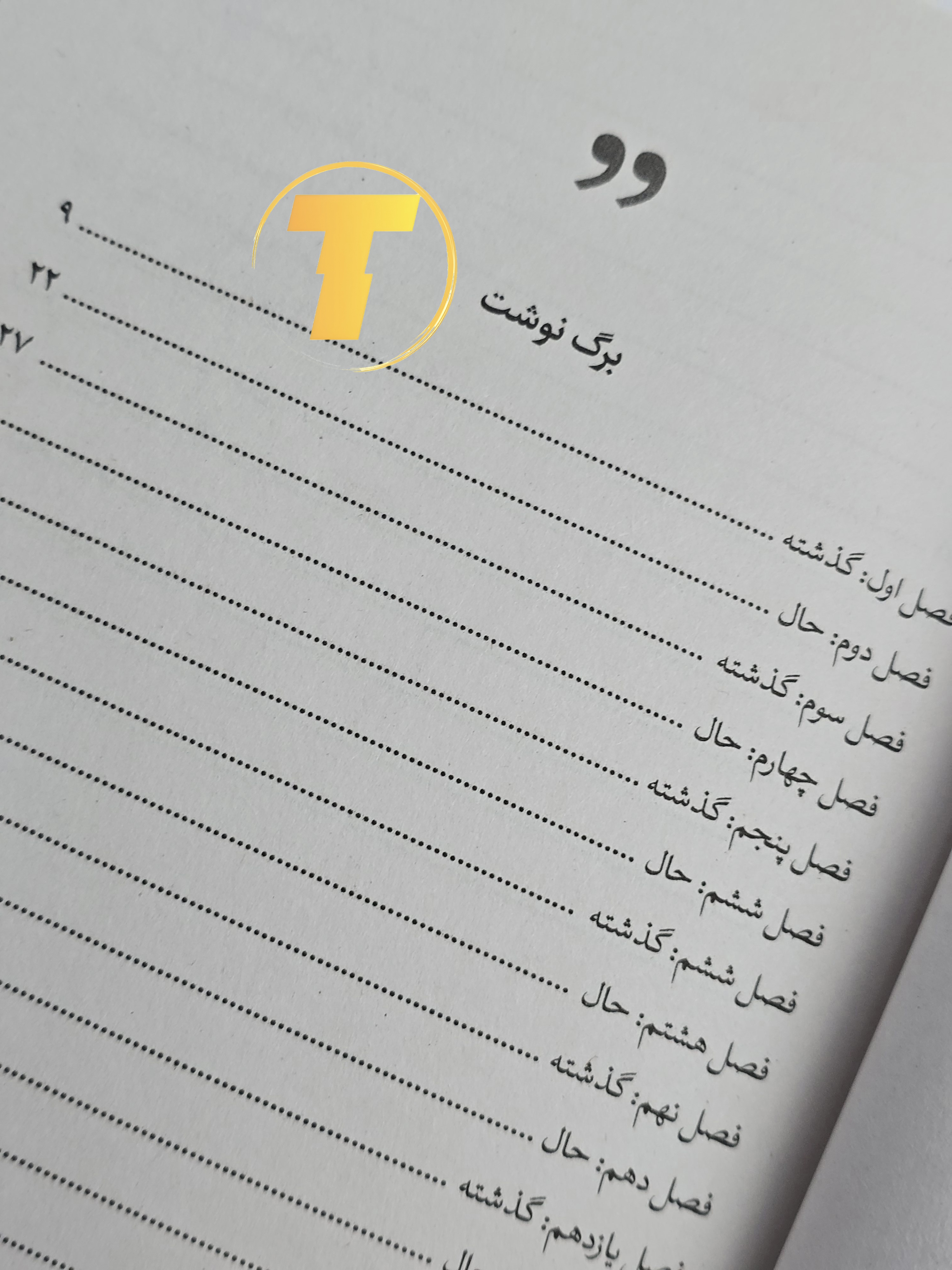 صفحه فهرست کتاب اشک‌هایی که در سکوت جاری شدند شامل فصل‌ها و بخش‌های اصلی داستان عاشقانه و احساسی