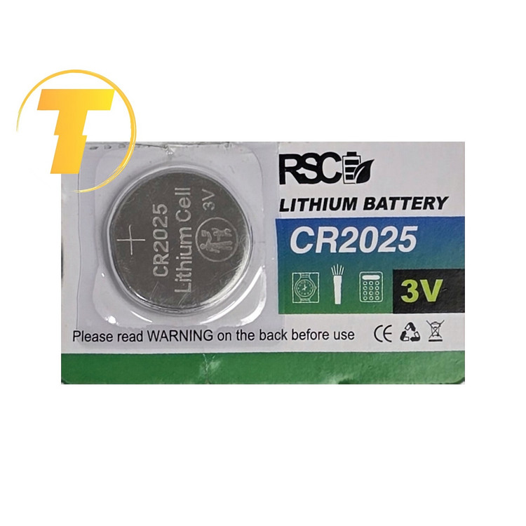 باتری سکهای لیتیومی RSC مدل CR2025 با ولتاژ اسمی 3 ولت و اندازه استاندارد 20×2.5 میلیمتر برای تأمین