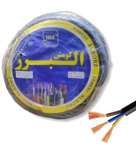 ابل برق افشان 3 رشته 2.5 میلی‌متر مربع، تمام مس، برند البرز کومش، رول 100 متری