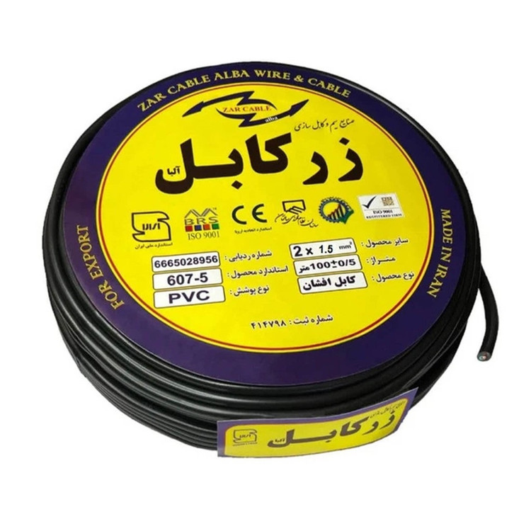 کابل برق افشان ۲ در ۱.۵ زر کابل – نمای نزدیک و کیفیت تمام مس