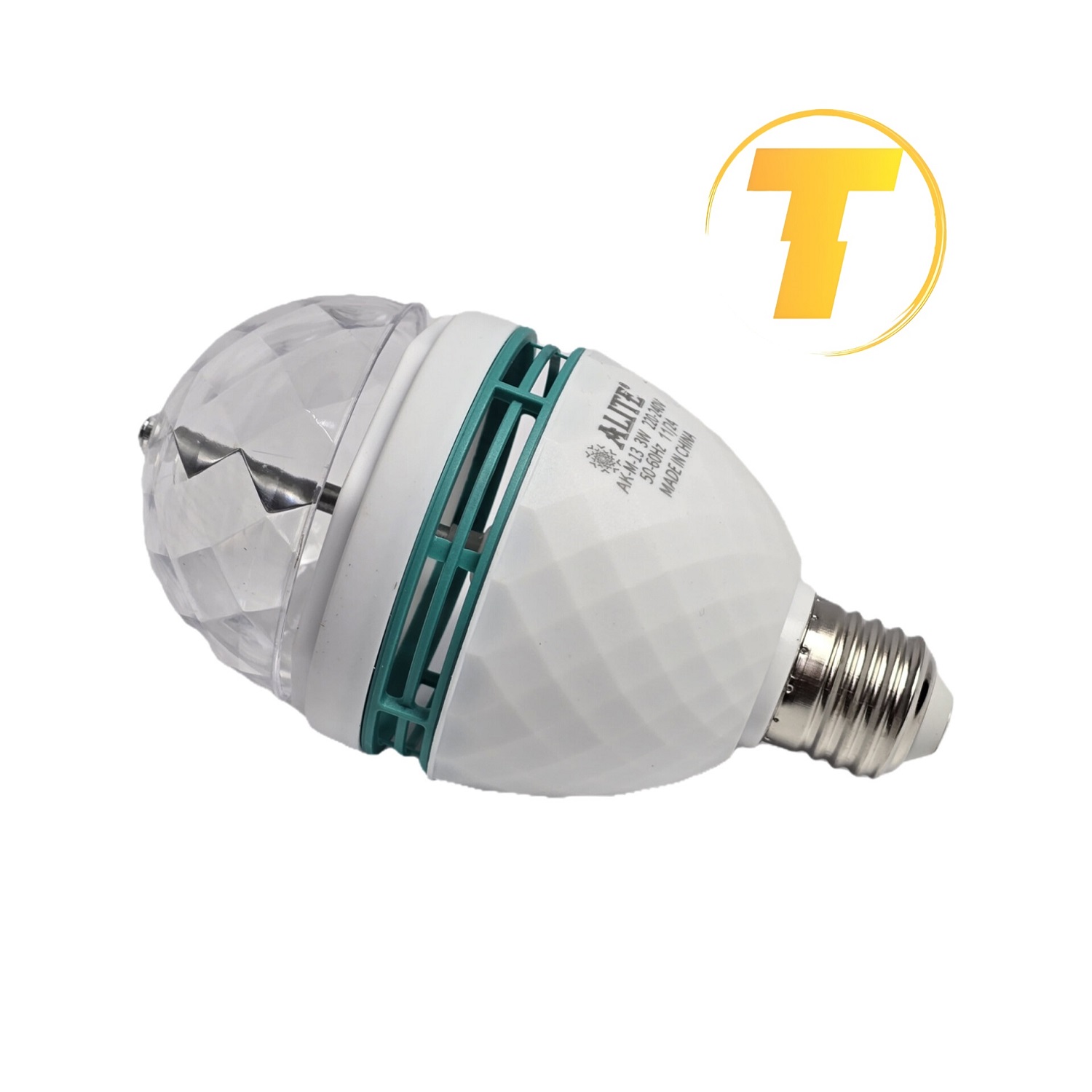 مقایسه لامپ رقص نور گردان مدل KT-W998 با چند مدل دیگر از لامپ‌های تزئینی، نمایش تفاوت در اندازه و طراحی.