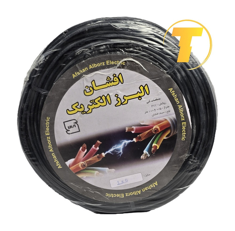 نمای مقطع سیم افشان 1×6 با مغزی CCA (آلومینیوم روکشدار مس) و عایق PVC