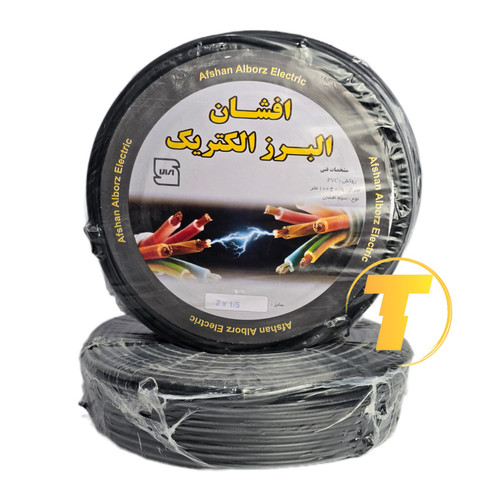 عکس کابل برق افشان دو رشته 1.5×2 افشان البرز الکتریک مغزی CCA رول ۹۰ متری