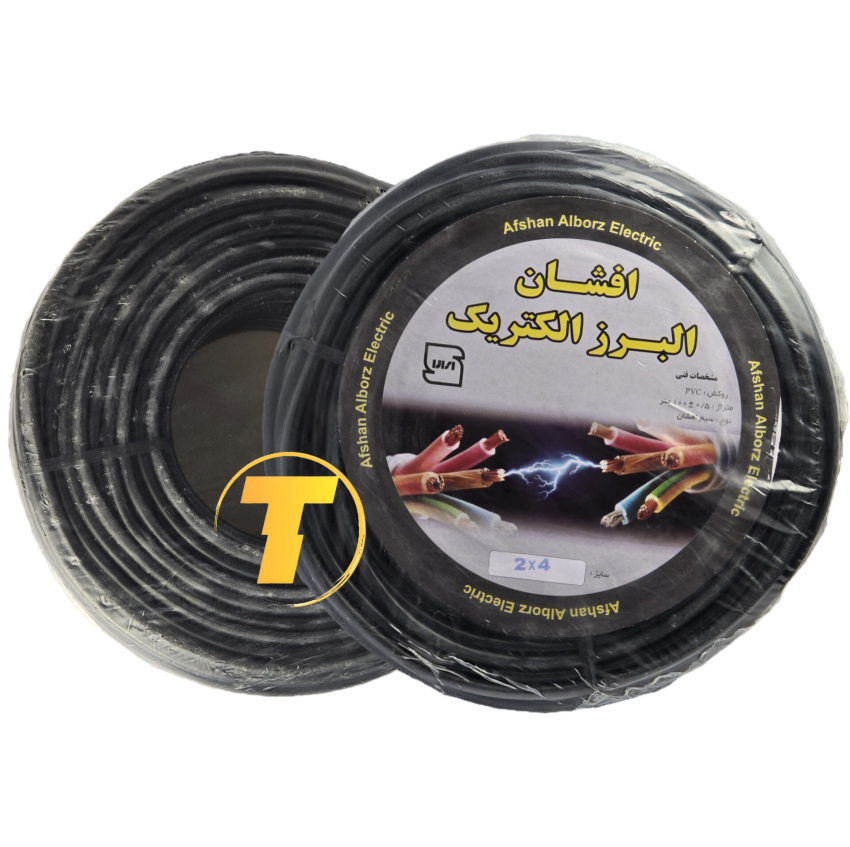 قرقره کابل برق افشان 2 در 4 متراژ 90 متر برند افشان البرز الکتریک