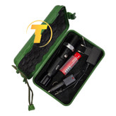 نمای باتری قابل شارژ و سیستم دیمِر تنظیم شدت نور در چراغ قوه حرفهای BRILLANTE TORCIA