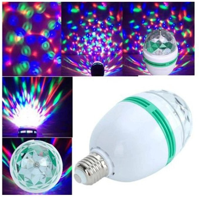 عکس لامپ رقص نور LED گردان چند رنگ 3 وات با پایه معمولی E27 برای نورپردازی اتاق و مراسم