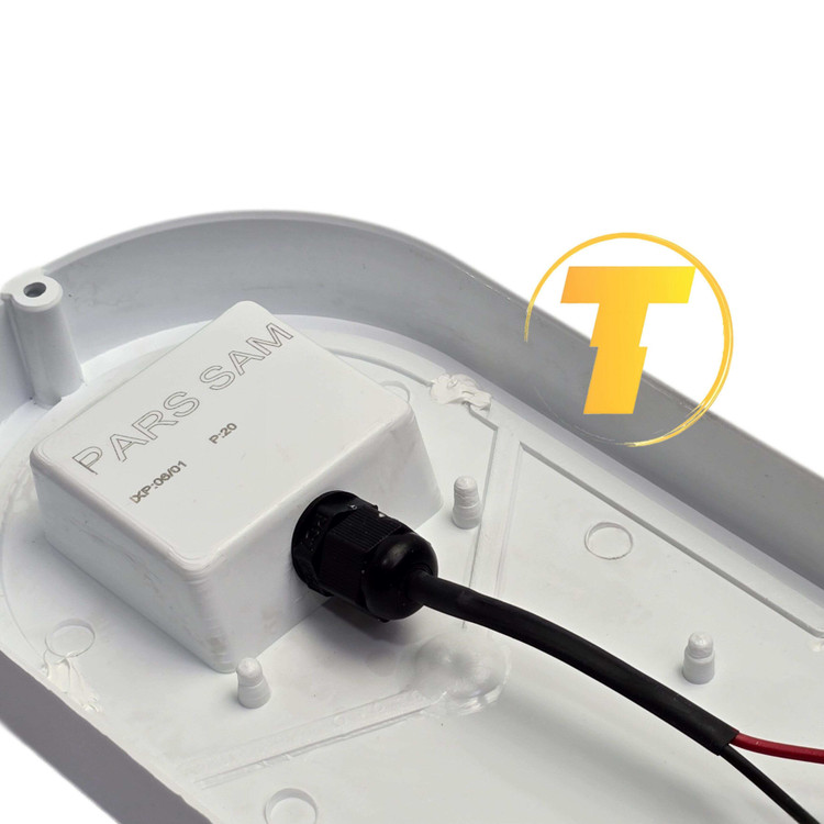 نمای پشت چراغ دیواری ضدآب IP65 پارس سام ۲۰ وات نور سفید