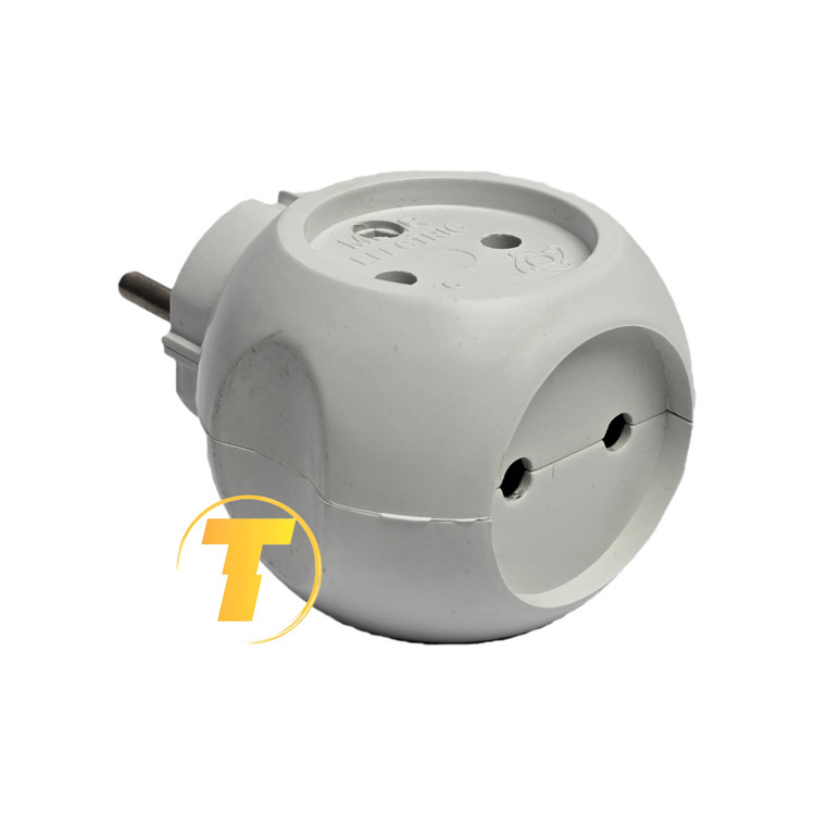 سه راهی توپی برند مهر الکتریک با بدنه مقاوم و خروجیهای استاندارد برای وسایل برقی خانگی