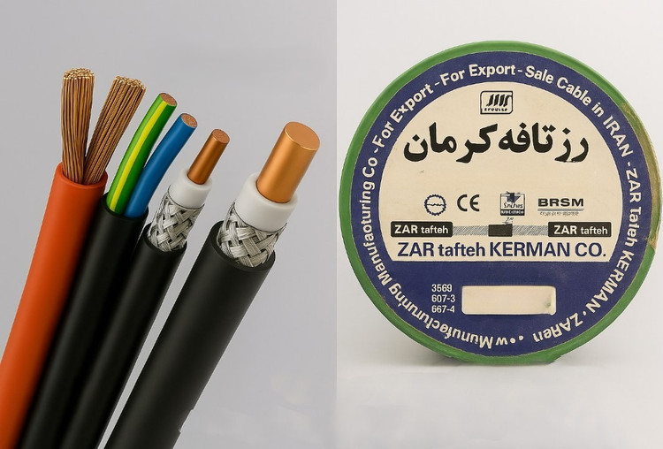 سیم افشان زرتافته کرمان 1×6 تمام مس حلقه 100 متری