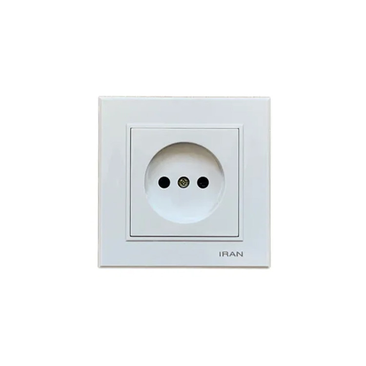 پریز برق ساده ایران الکتریک مدل برلیان سفید استاندارد ساختمانی