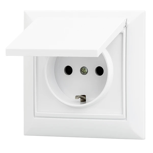 پریز برق ارتدار دربدار ایران الکتریک مدل برلیان سفید محافظتشده