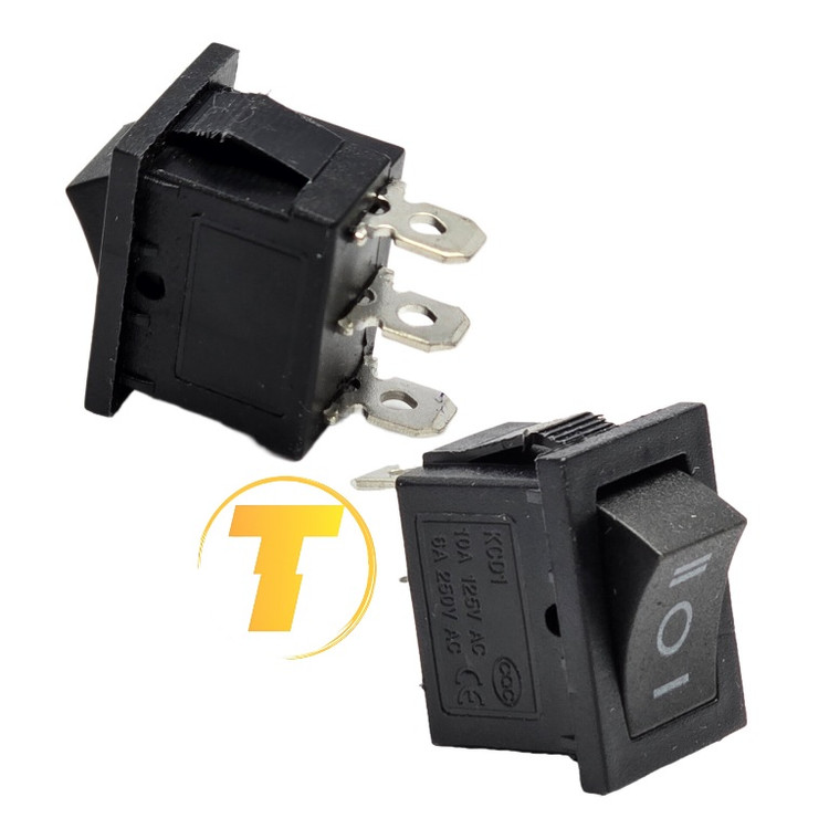 کلید برق چهارگوش مدل KCD1 سه وضعیته مشکی مناسب نصب روی پنل تجهیزات برقی