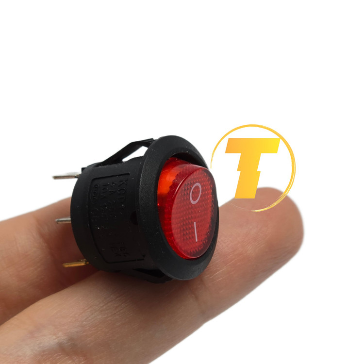 کلید گرد چراغدار KCD1 با بدنه مشکی و چراغ داخلی