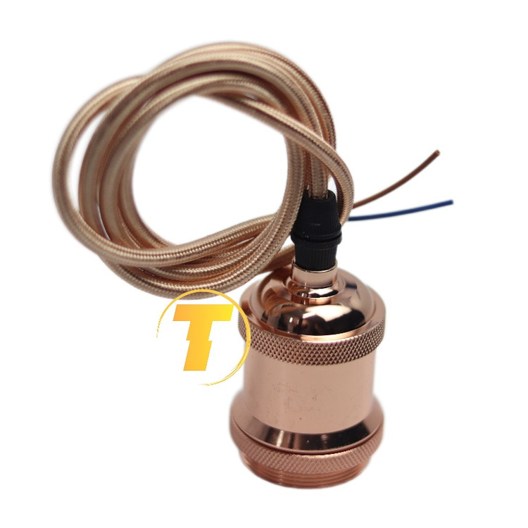 تصویر سرپیچ ادیسونی E2007 رنگ رزگلد مناسب چراغ آویز