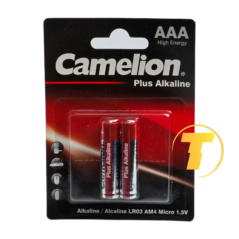 باتری نیم قلمی کملیون پلاس آلکالاین AAA مدل LR03-BP2