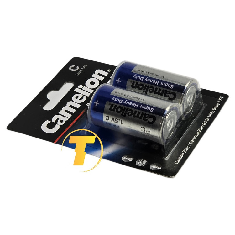 نمای نزدیک باتری Camelion R14P UM2 1.5V بدون جیوه و کادمیوم