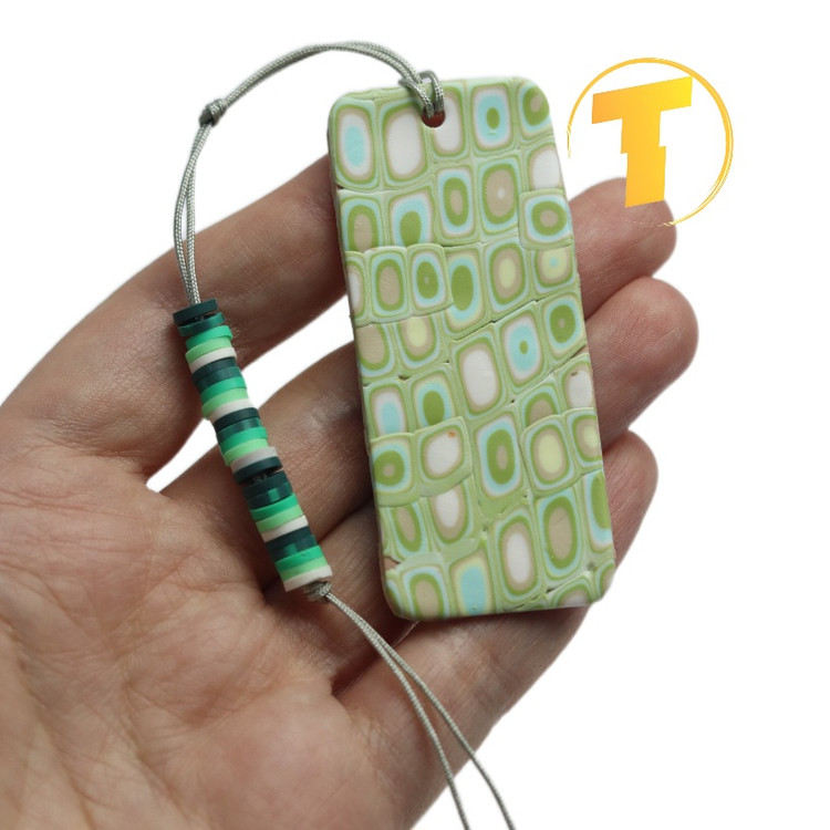 نشانگر کتاب پلیمری دست ساز طرح مربعهای سبز رترو