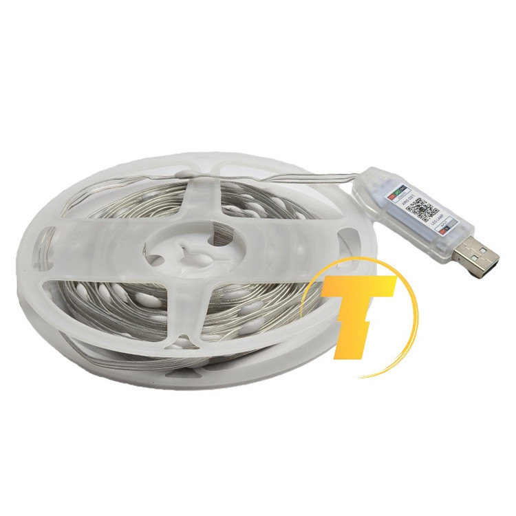 ریسه LED هوشمند RGB 10 متری مجهز به ریموت کنترل، سازگار با اپلیکیشن موبایل برای شخصیسازی نور و حالتهای نمایشی.