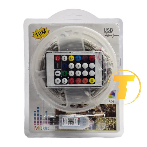 ریسه هوشمند RGB ده متری با قابلیت تغییر رنگ، همراه ریموت کنترل و امکان مدیریت کامل از طریق اپلیکیشن موبایل.