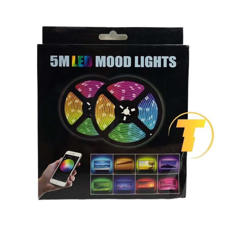 ریسه استریپ لایت بلوتوثی ۵ متری XTRIKE ME مدل HT-5050 B5 با قابلیت تغییر رنگ و حساس به صدا، مناسب نورپردازی اتاق و میز گیمینگ.