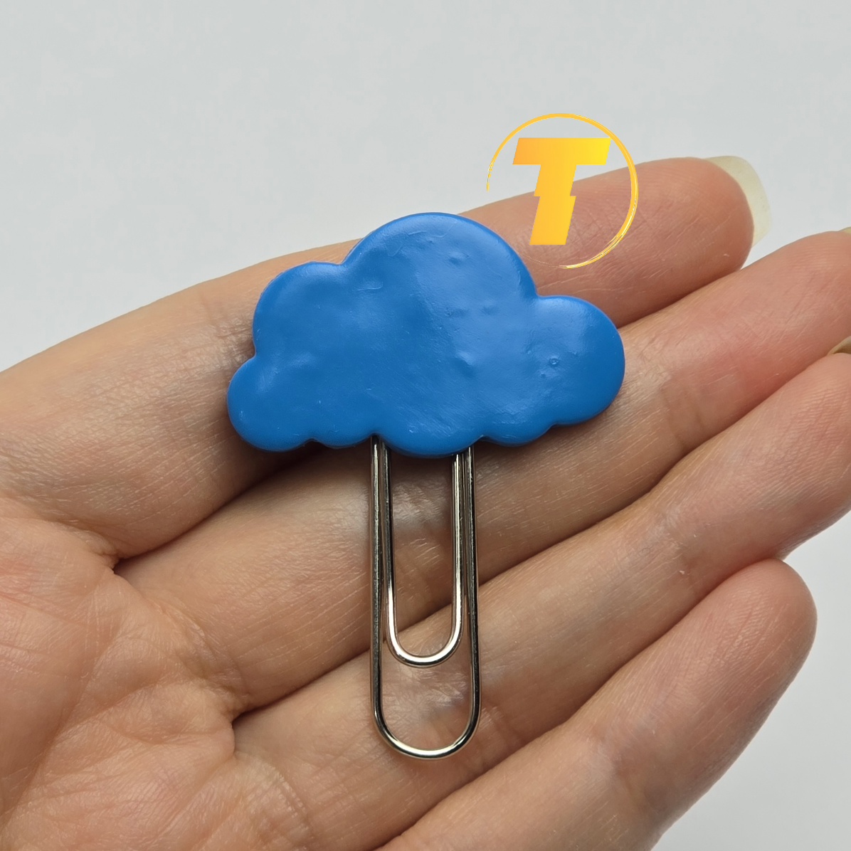 بوک مارک طرح ابر آبی، ساخته شده با دقت از خمیر پلیمری