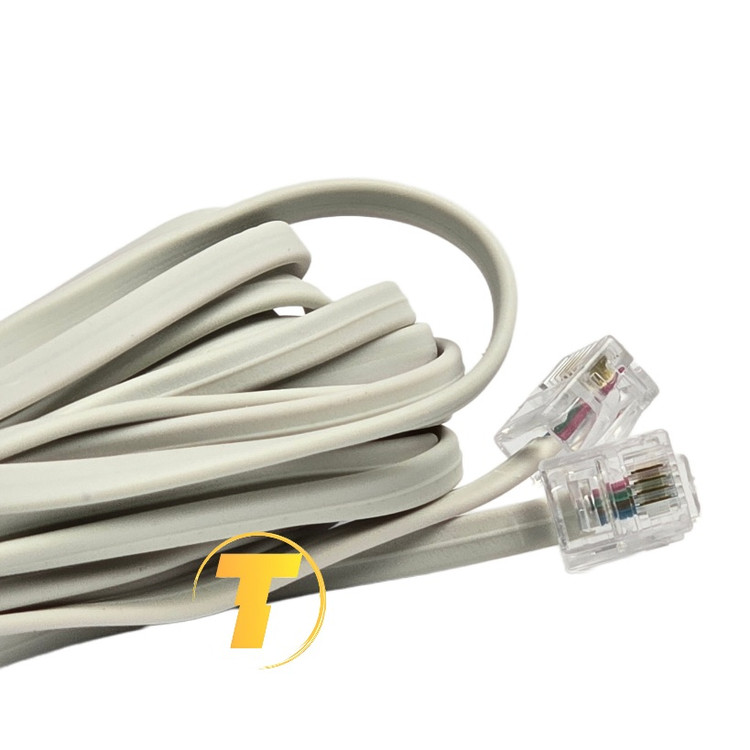 کابل تلفن RJ11 سفید 4.80 متر