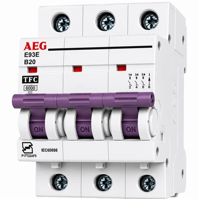 کلید فیوز مینیاتوری سه فاز AEG تیپ B قدرت قطع 6kA