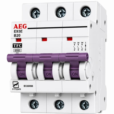 کلید فیوز مینیاتوری سه فاز AEG تیپ B قدرت قطع 6kA
