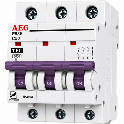 کلید فیوز مینیاتوری سه فاز AEG تیپ C قدرت قطع 6kA