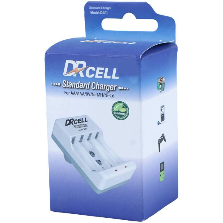شارژر استاندارد باتری DRcell D401 مناسب باتری AA و AAA و ۹ ولتی