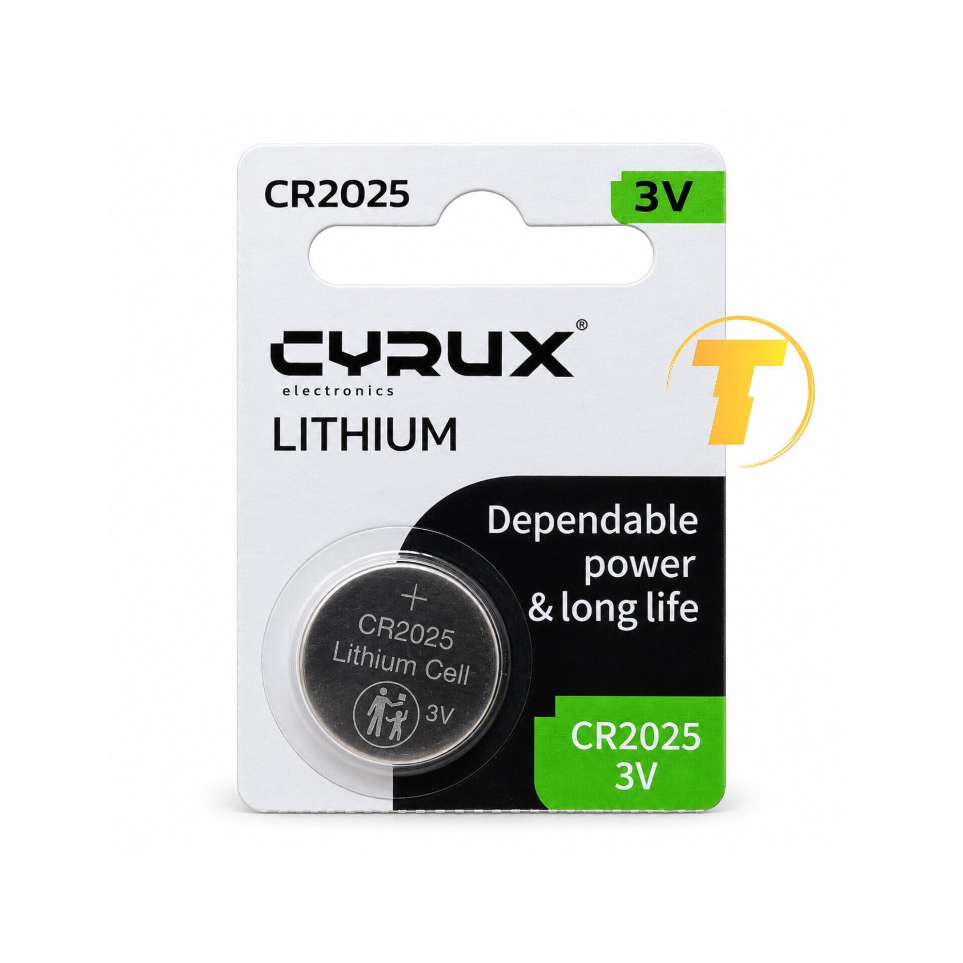 باتری سکه‌ای لیتیومی CYRUX مدل CR2025 با بسته‌بندی اصلی